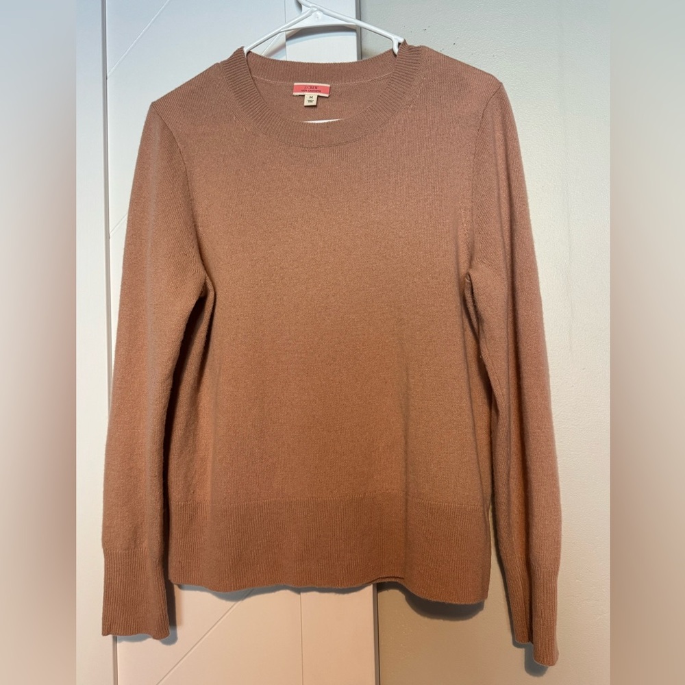 J.Crew 100% Cashmere Crewneck Sweater Women’s Medium Brown Classic